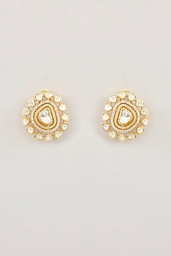 Gold Finish Moissanite Stud Earrings