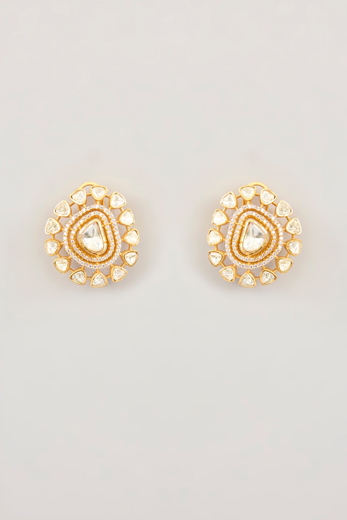 Gold Finish Moissanite Stud Earrings