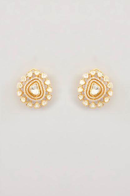 Gold Finish Moissanite Stud Earrings