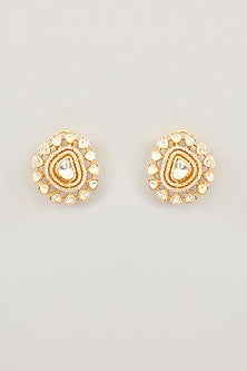 Gold Finish Moissanite Stud Earrings