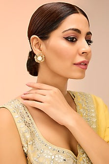 Gold Finish Moissanite Stud Earrings