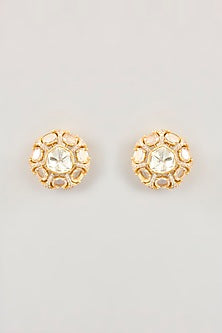 Gold Finish Moissanite Stud Earrings