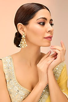 Gold Finish Moissanite Dangler Earrings