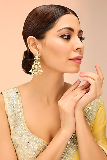 Gold Finish Moissanite Dangler Earrings