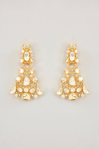 Gold Finish Moissanite Dangler Earrings