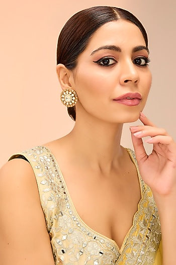 Gold Finish Moissanite Stud Earrings