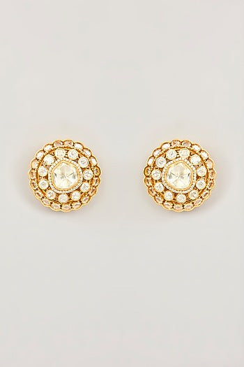 Gold Finish Moissanite Stud Earrings
