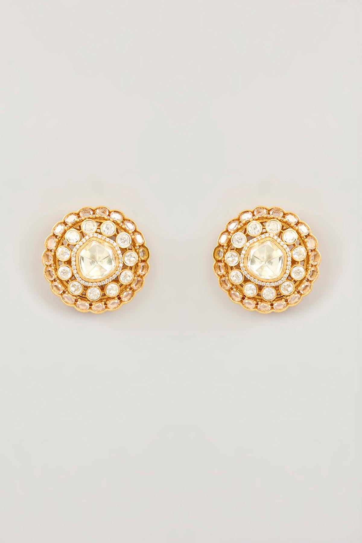 Gold Finish Moissanite Stud Earrings