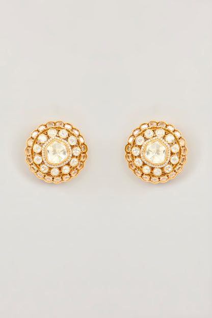 Gold Finish Moissanite Stud Earrings