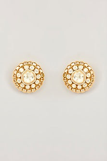 Gold Finish Moissanite Stud Earrings