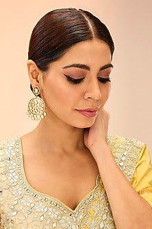 Gold Finish Moissanite Chandbali Earrings