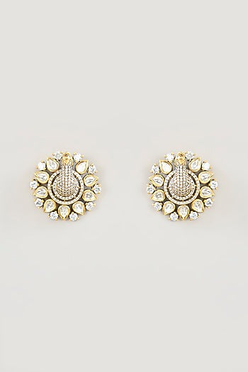 Two Tone Finish Moissanite Stud Earrings