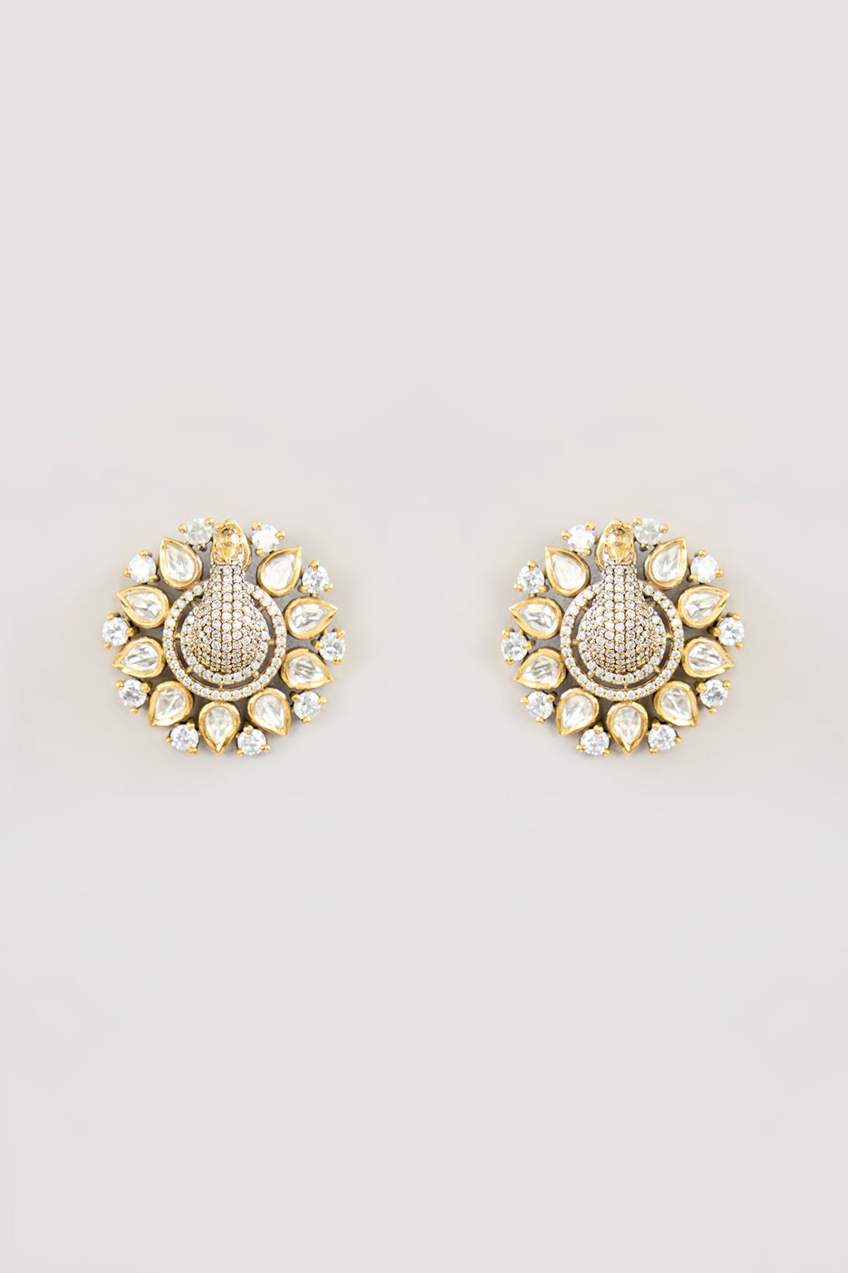 Two Tone Finish Moissanite Stud Earrings