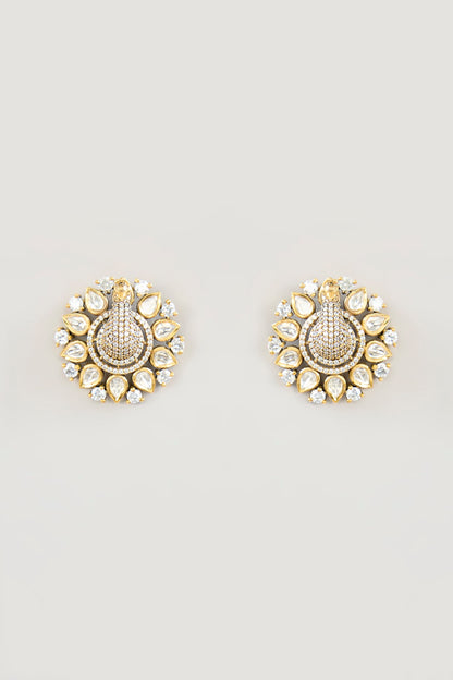Two Tone Finish Moissanite Stud Earrings