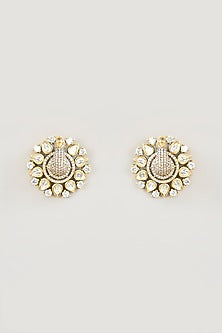 Two Tone Finish Moissanite Stud Earrings