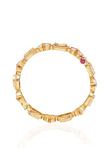 Gold Plated White Stone Bangles (Set Of 2)