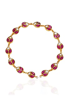 Gold Plated Red Stone Sheesh Patti