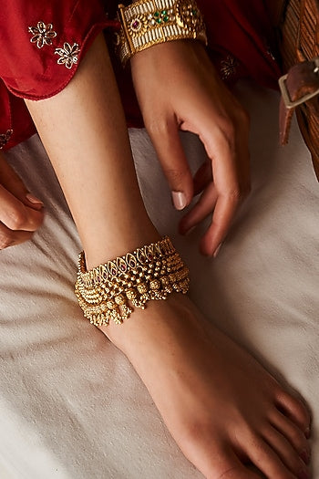 Gold Plated Brass Anklets (Set Of 2)