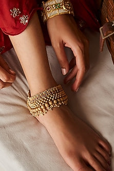 Gold Plated Brass Anklets (Set Of 2)