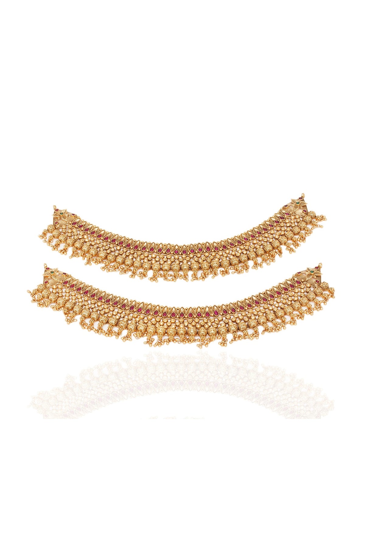 Gold Plated Brass Anklets (Set Of 2)