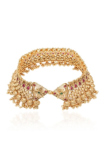 Gold Plated Brass Anklets (Set Of 2)