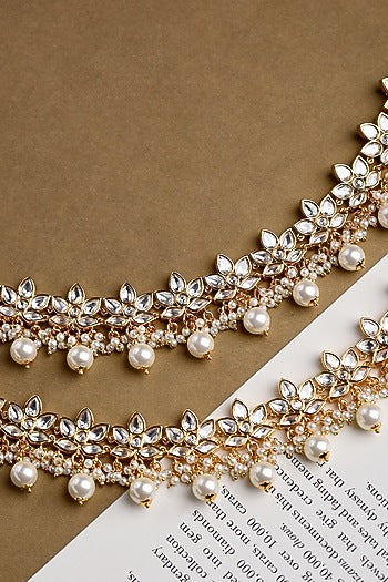 Gold Plated Brass Anklets (Set Of 2)