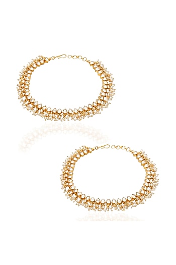 Gold Plated Brass Anklets (Set Of 2)