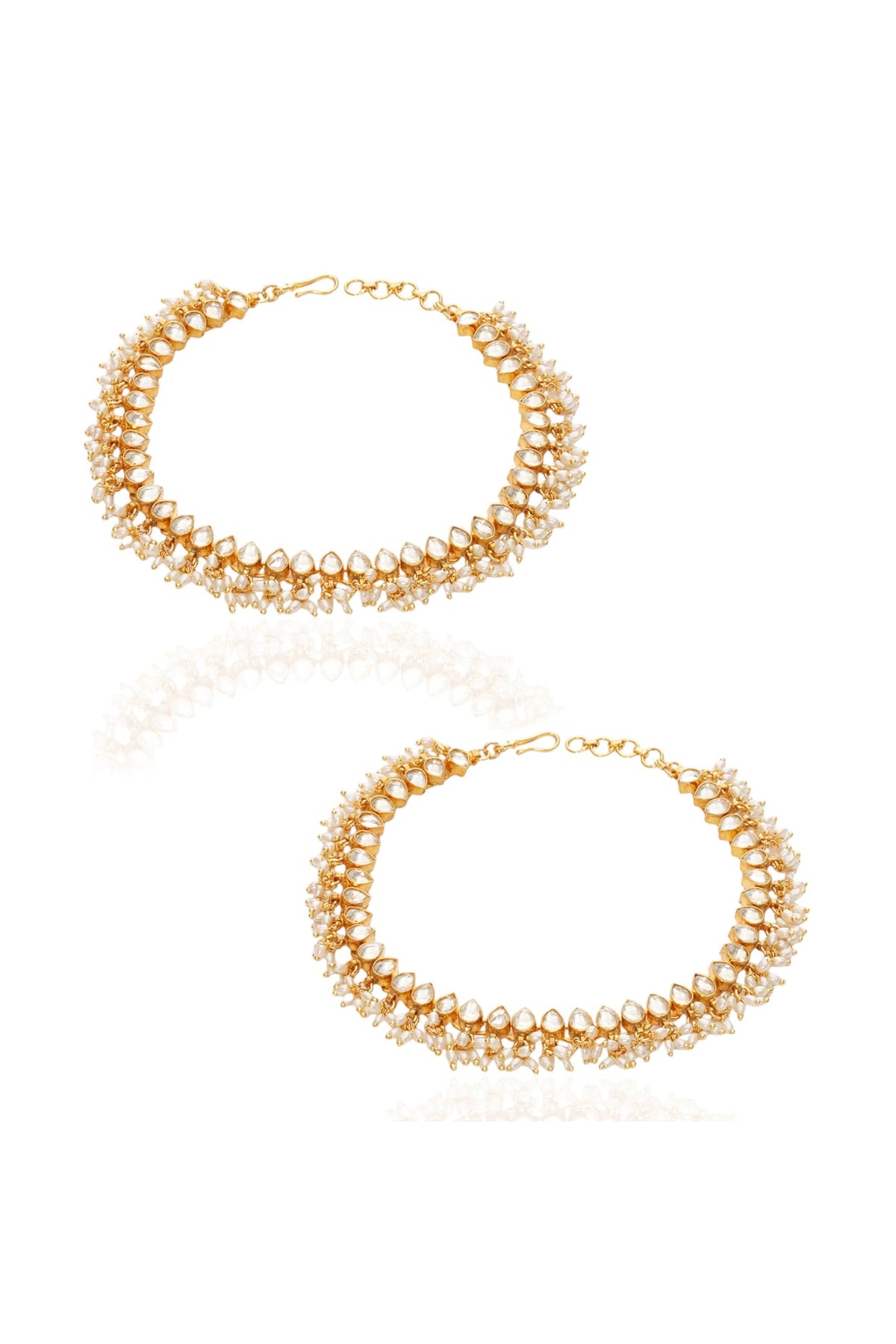 Gold Plated Brass Anklets (Set Of 2)
