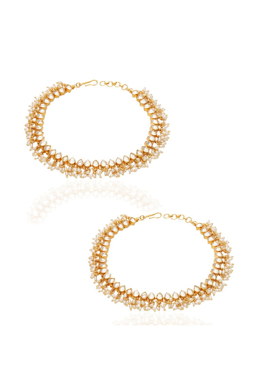 Gold Plated Brass Anklets (Set Of 2)
