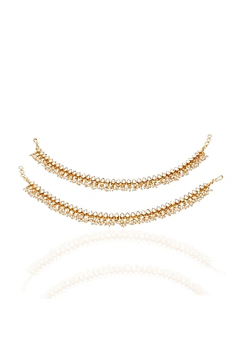 Gold Plated Brass Anklets (Set Of 2)
