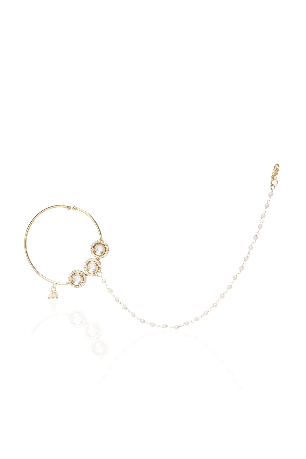 Gold Plated White Stone Nose Ring