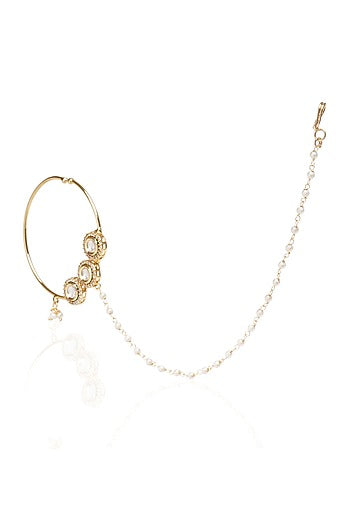 Gold Plated White Stone Nose Ring