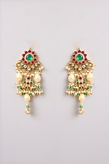 Gold Finish Kundan Polki & Seed Pearl Choker Necklace Set