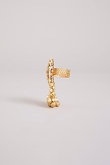 Gold Finish Kundan Polki Adjustable Ring