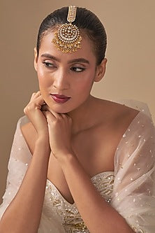 Gold Finish Kundan Polki Maangtikka