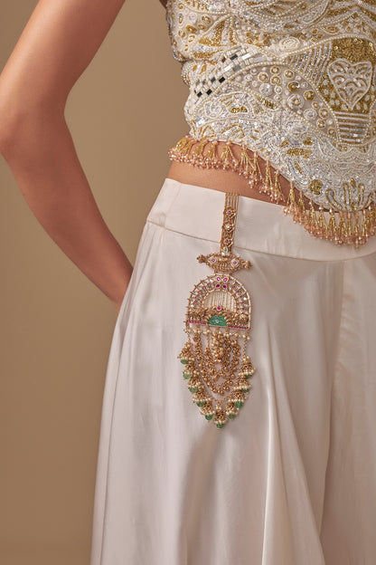 Gold Finish Kundan Polki & Seed Pearl Satka
