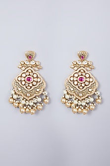 Gold Finish Ruby Earrings