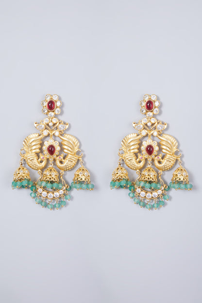 Gold Finish Kundan Polki Earrings