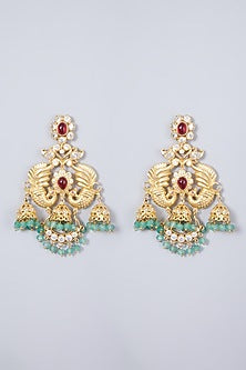 Gold Finish Kundan Polki Earrings