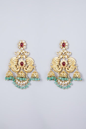 Gold Finish Kundan Polki Earrings