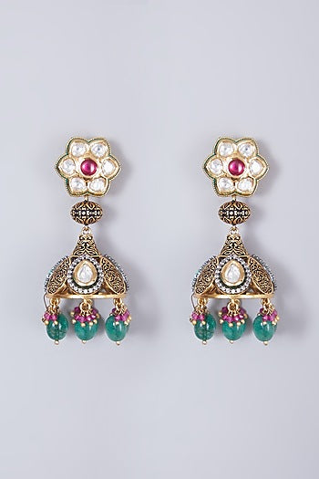 Gold Finish Kundan Polki Choker Necklace Set