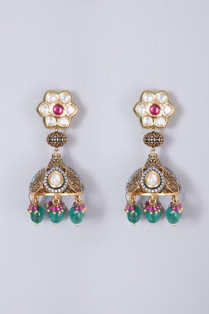 Gold Finish Kundan Polki Choker Necklace Set