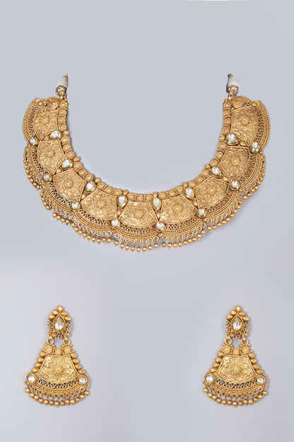 Gold Finish Choker Necklace Set
