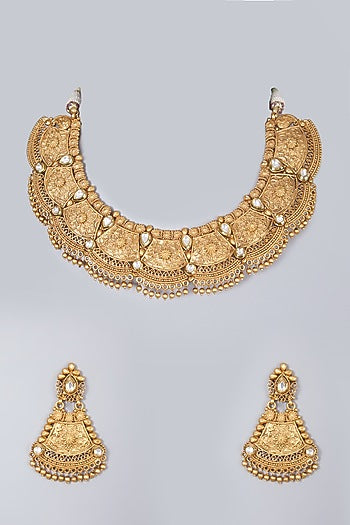 Gold Finish Choker Necklace Set