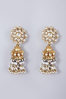 Gold Finish Kundan Polki & Pearl Choker Necklace Set