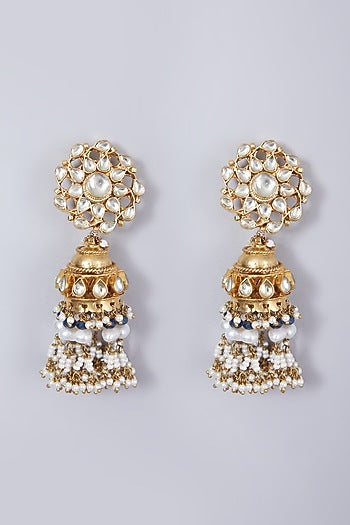 Gold Finish Kundan Polki & Pearl Choker Necklace Set