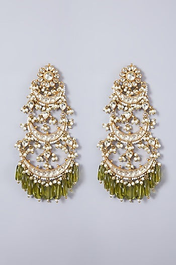 Gold Finish Kundan Polki Pendant Necklace Set