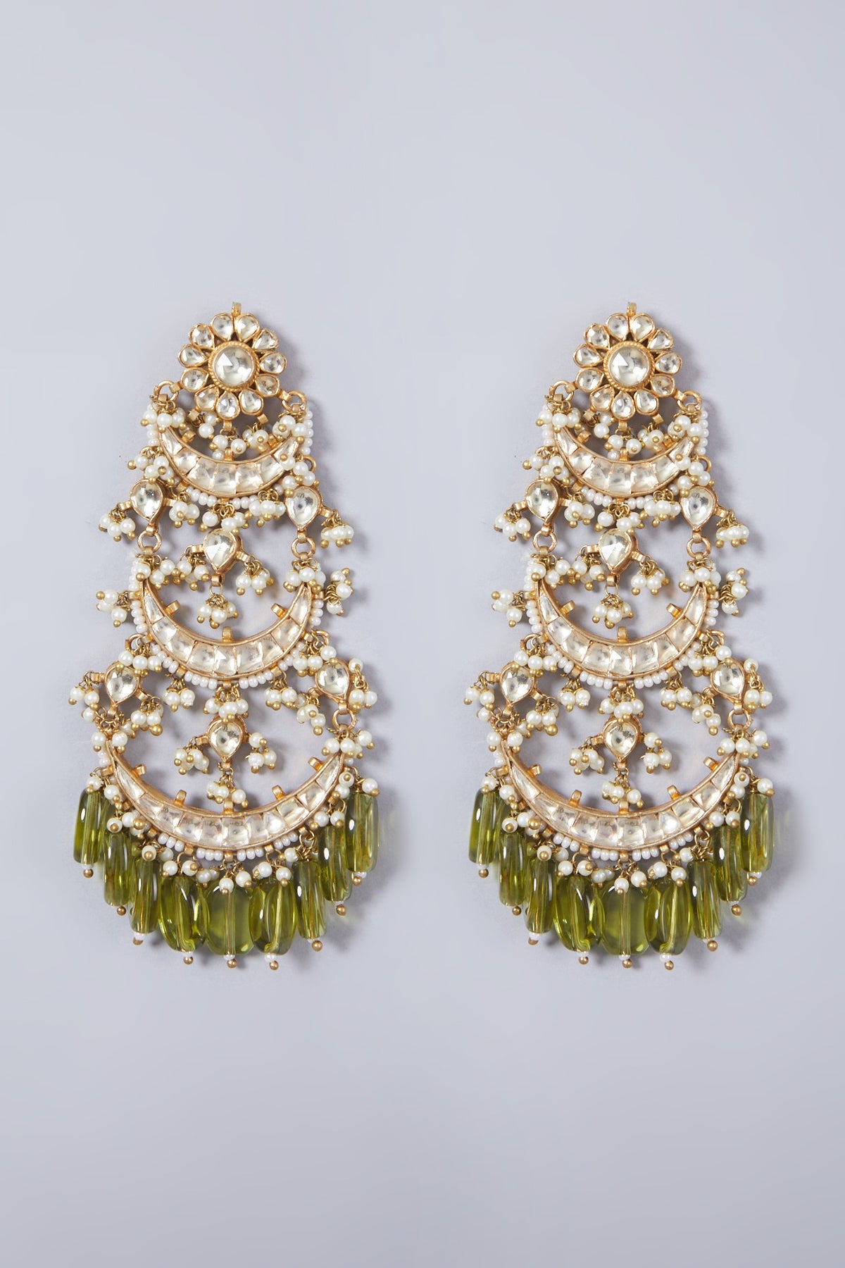 Gold Finish Kundan Polki Pendant Necklace Set
