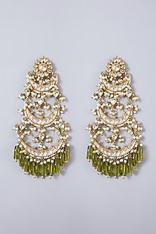 Gold Finish Kundan Polki Pendant Necklace Set