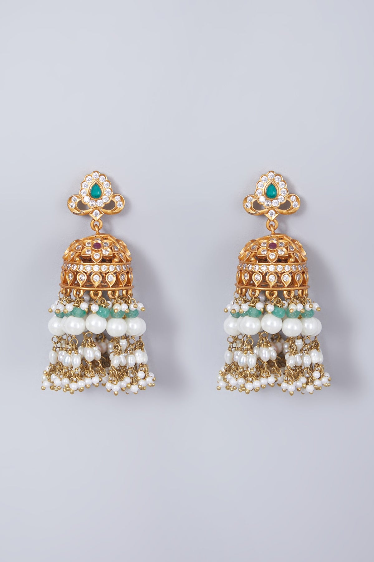 Gold Finish Kundan Polki Pendant Necklace Set